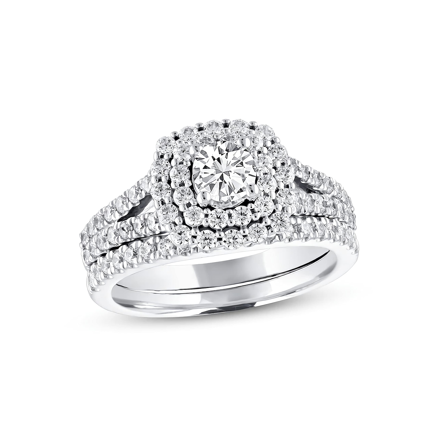 14K White Gold Round Moissanite Wedding Ring