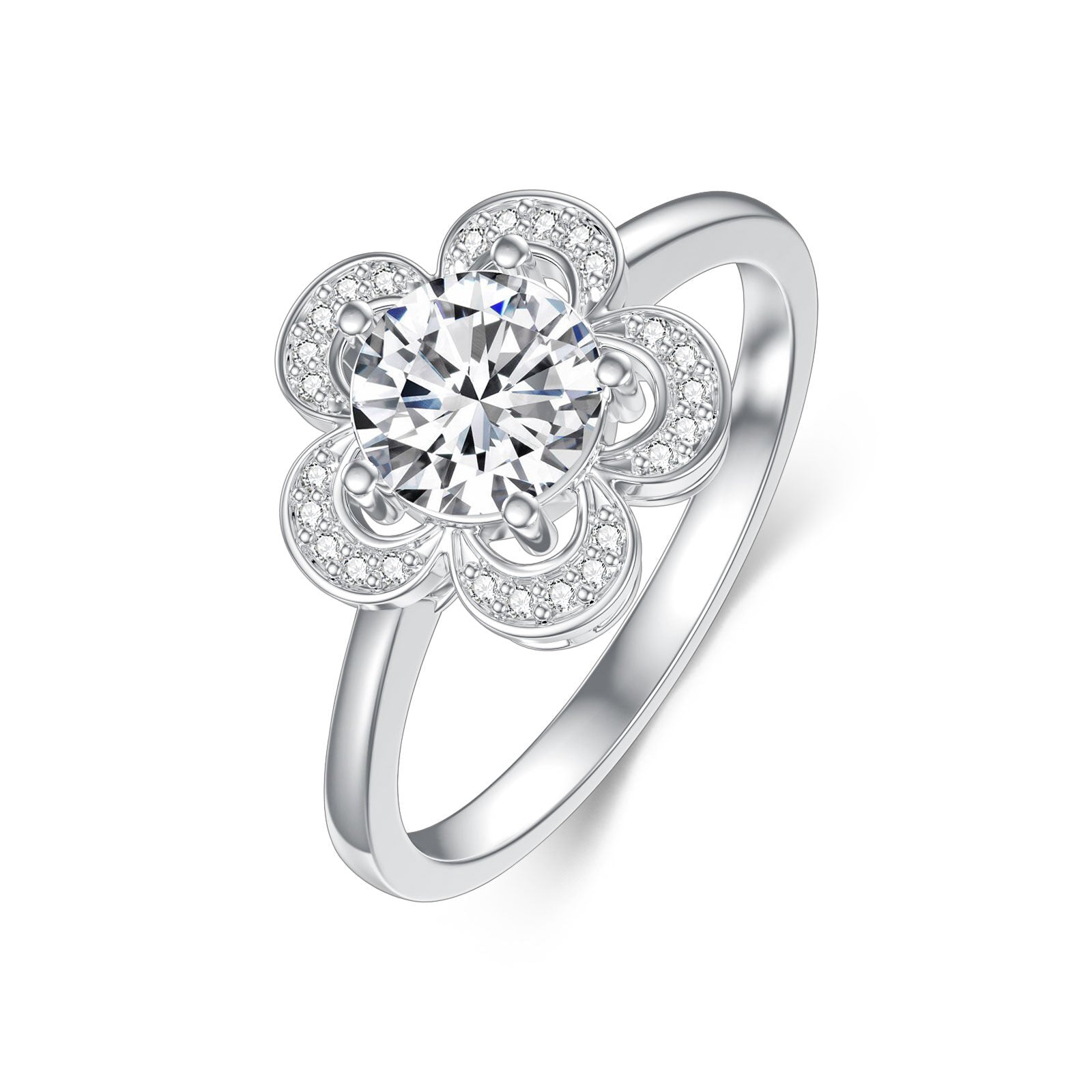 14K White Gold Round Shaped Moissanite Wedding Ring