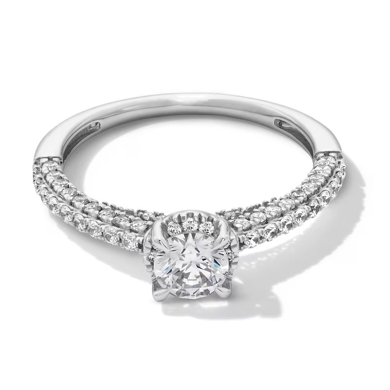14K White Gold 1 to 3.5 CT. T.W Round Cut Lab Created Diamond Engagement Ring D VVS1-VS1 Clarity 3EX IGI Certified