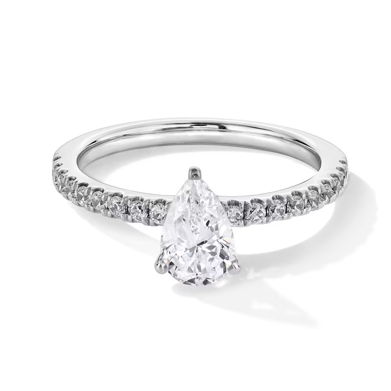 14K White Gold 1 to 3.5 CT.T.W. Pear Cut Lab Created Diamond Custom Engagement Ring 3EX IGI Certified