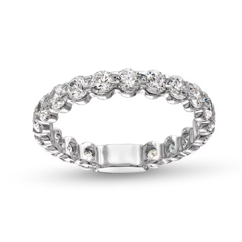 14K White Gold Round Shaped Lab Created Diamond Custom Couple Stackable Ring F Color VS2 Clarity 3EX IGI Certified