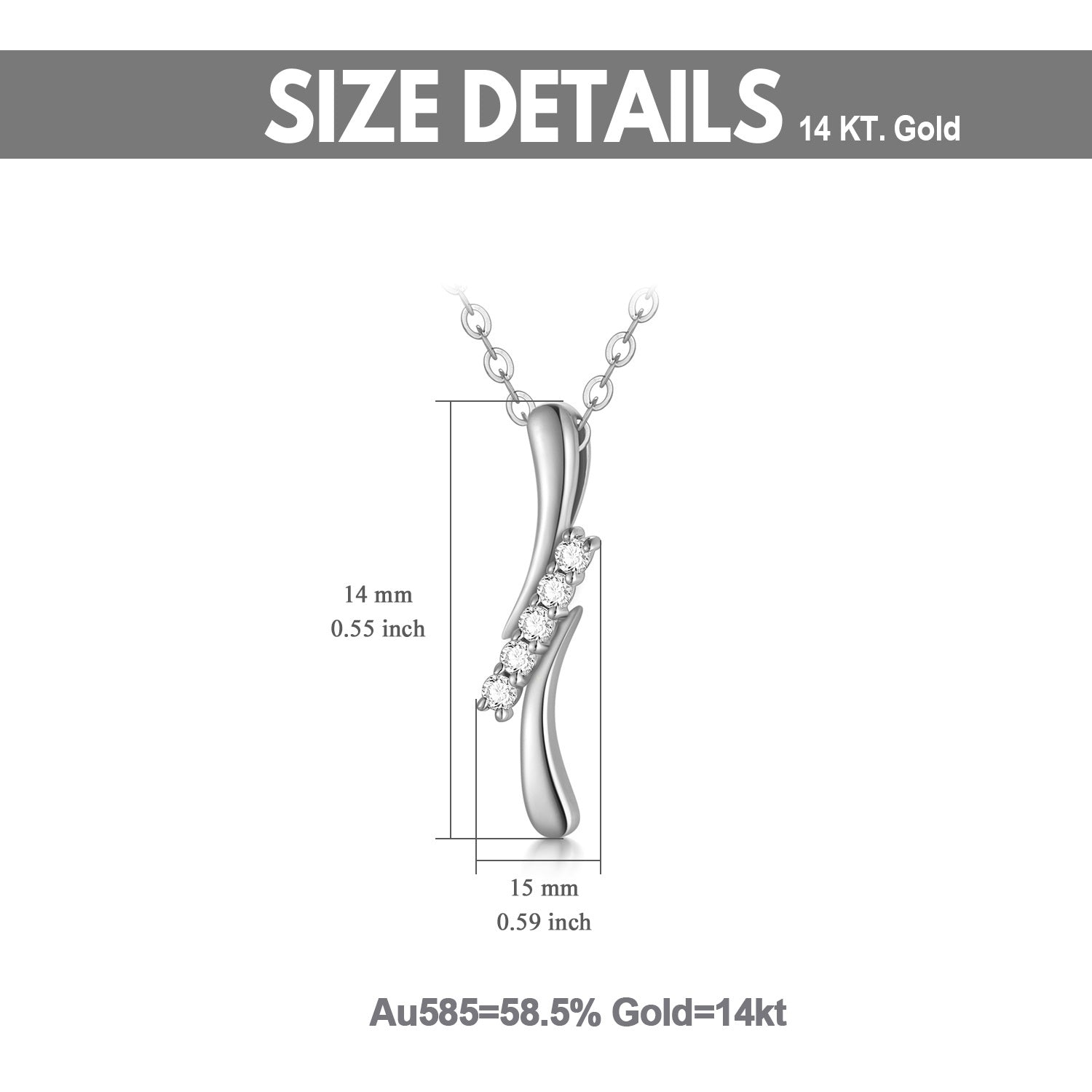 14K White Gold Diamond Lightning Necklace for Women