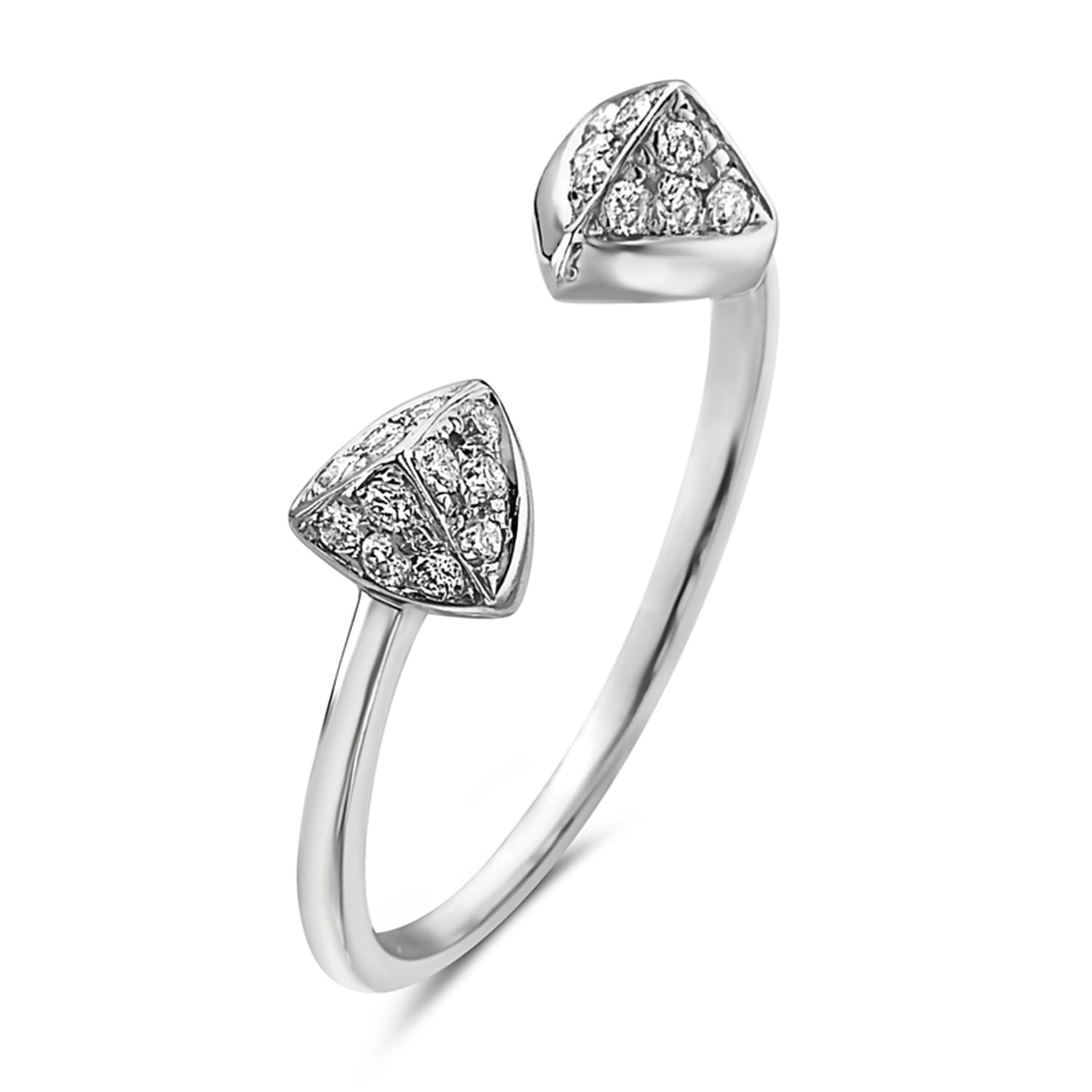 14K White Gold Diamond Pyramid Bypass Ring