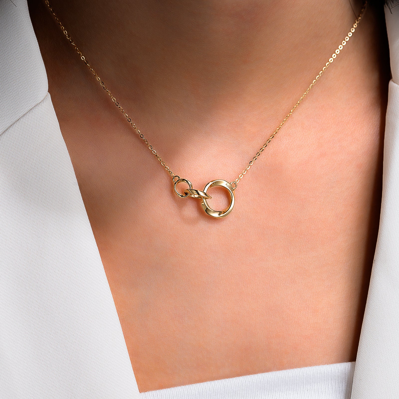 14K Gold Generation Ring Circle Pendant Necklace