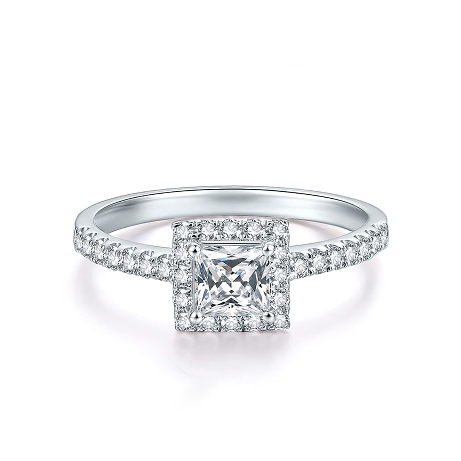 14K White Gold Moissanite Initial Personalised Letter Engraving Engagement Ring For Women