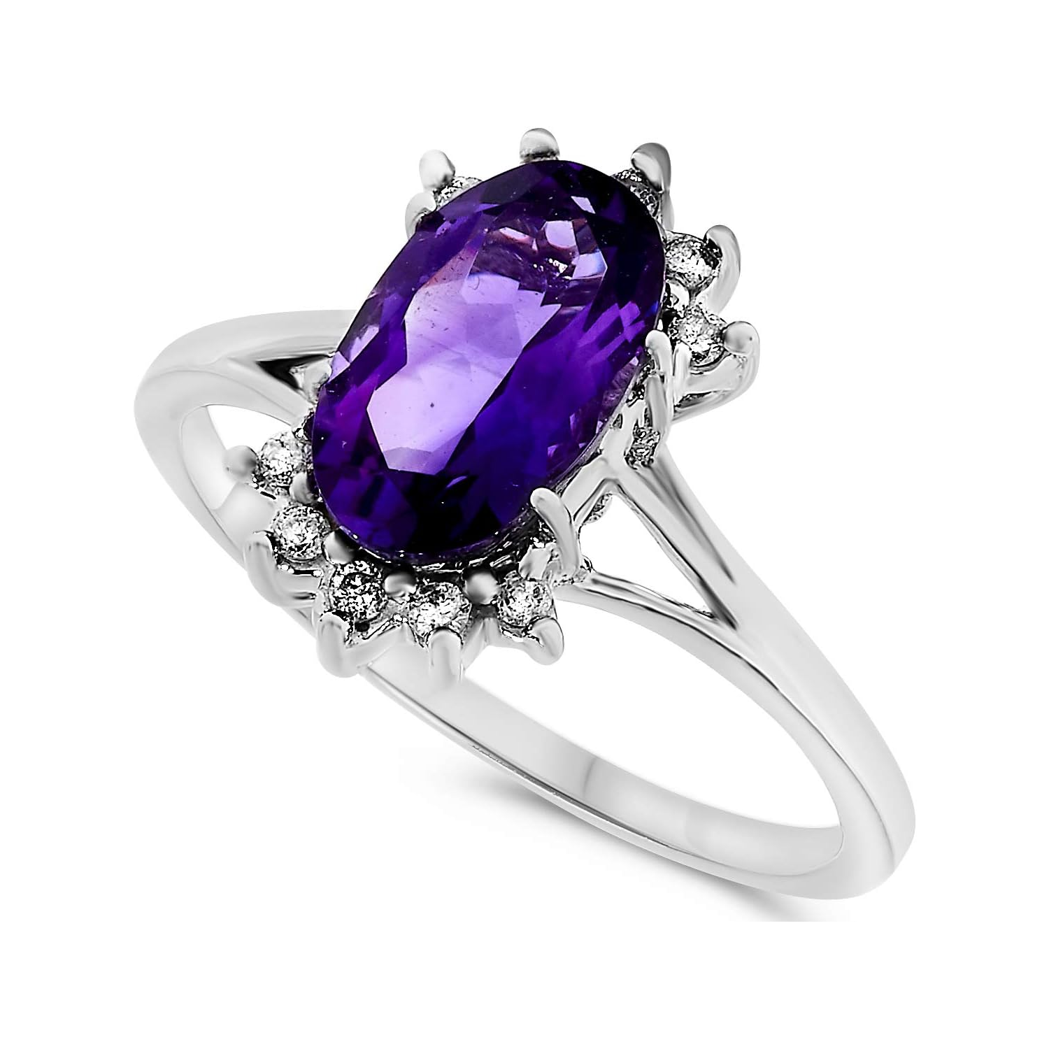 14K White Gold Oval Cut Custom Engagement Ring Gemstone Ring