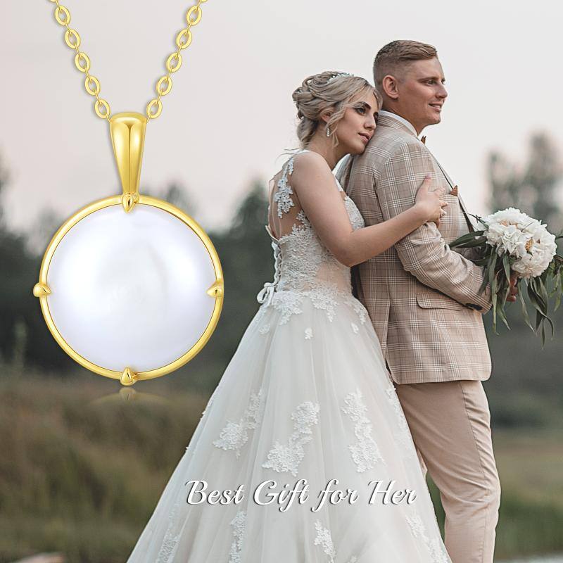 14K Gold Pearl Spherical Pendant Necklace