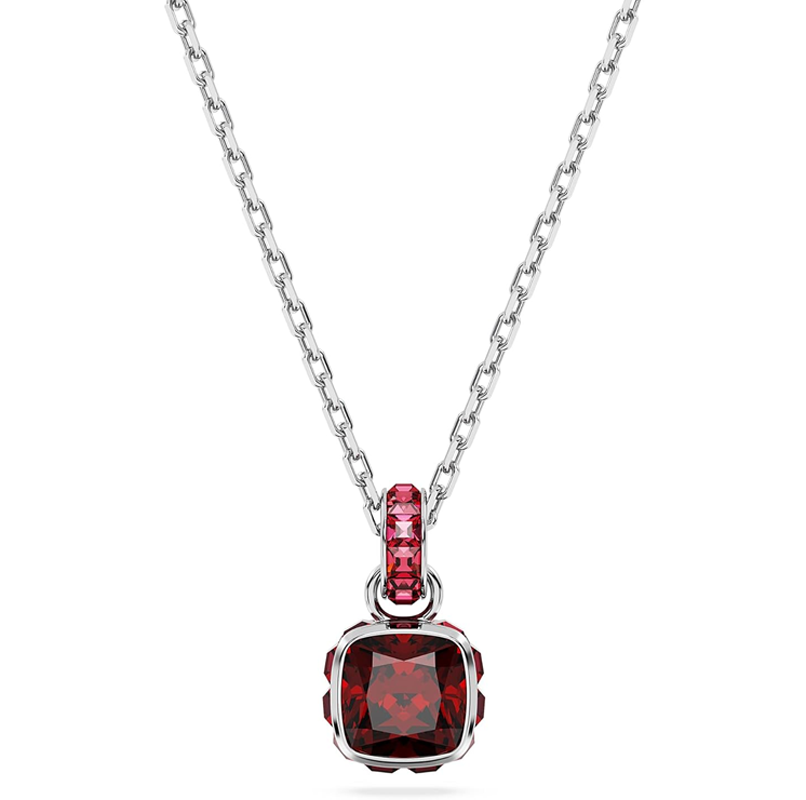 Sterling Silver Princess Cut Personalized Birthstone Pendant Necklace