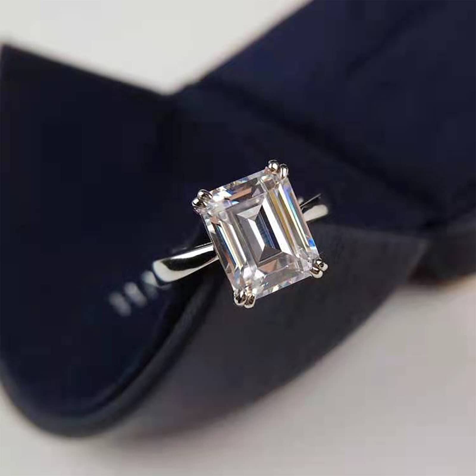 14K White Gold Princess Shaped Moissanite Square Engagement Ring