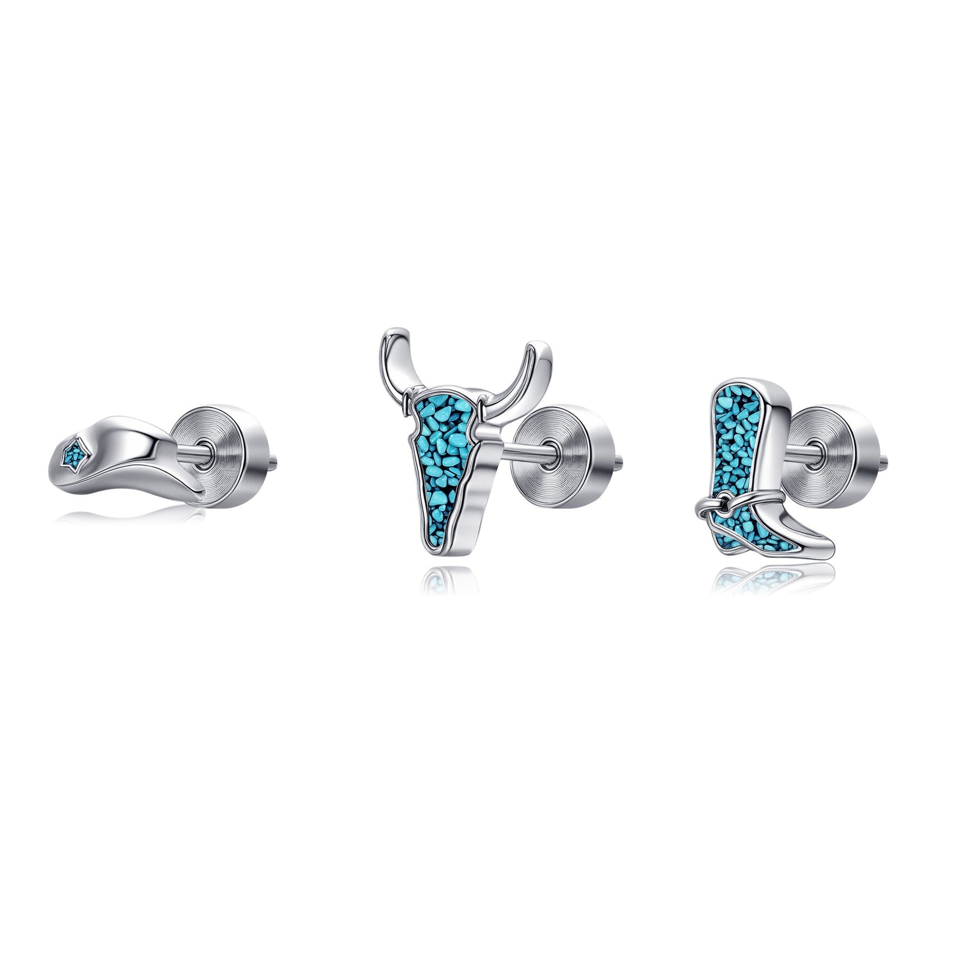 Sterling Silver Turquoise Cow Stud Earrings