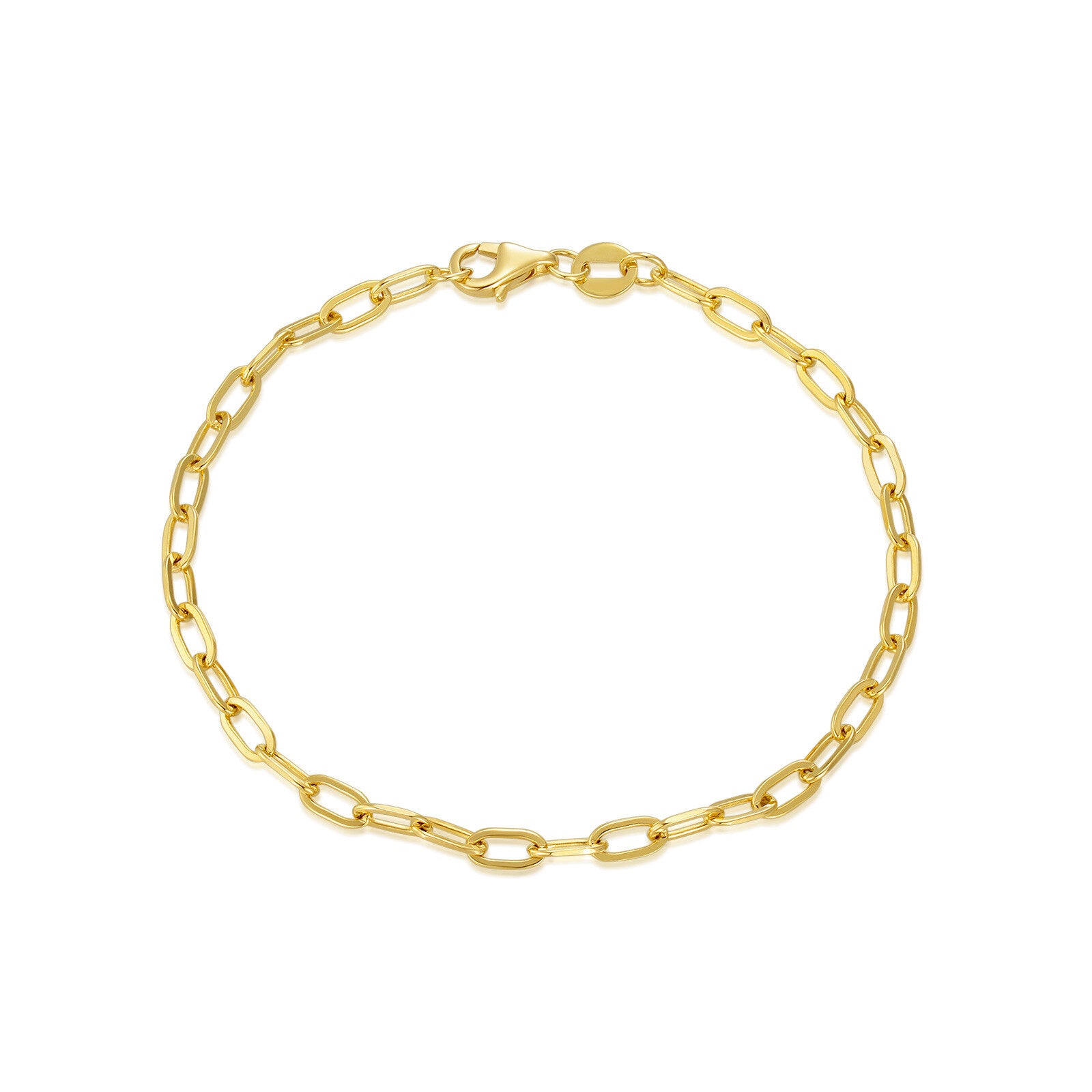 14K Yellow Gold Durable Strong Paperclip Chain Bracelet
