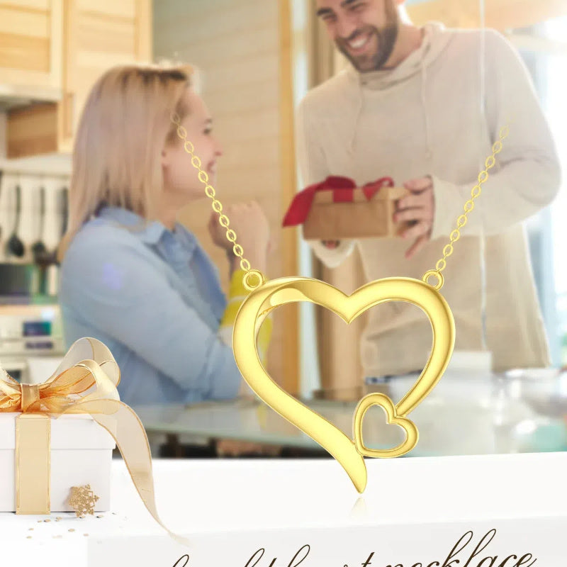 14K Yellow Gold Heart Pendant Necklace