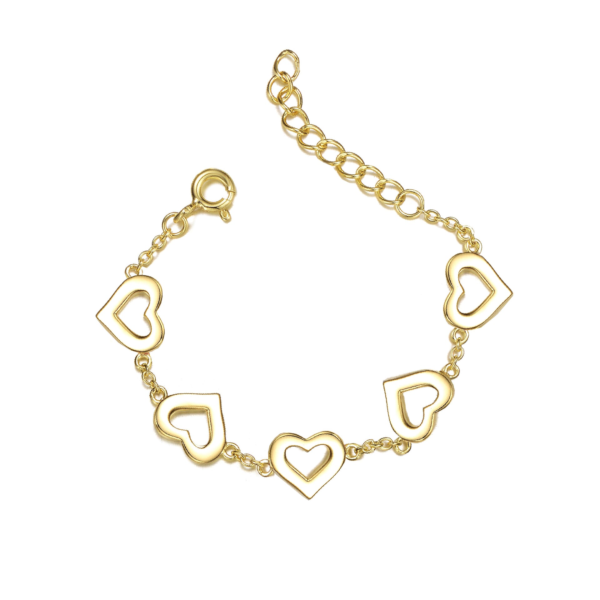 Yellow Gold Plated Forever Heart Toddler Bracelet, Adjustable In Length