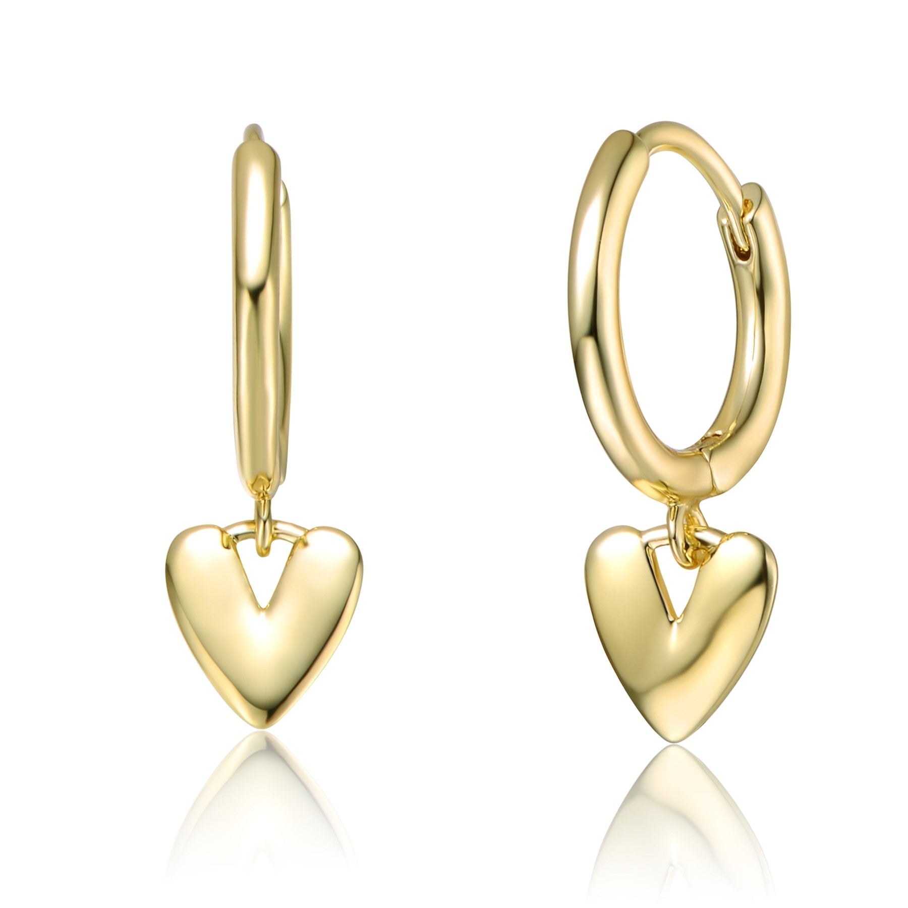 Yellow Gold Plated Heart Dangling Earrings