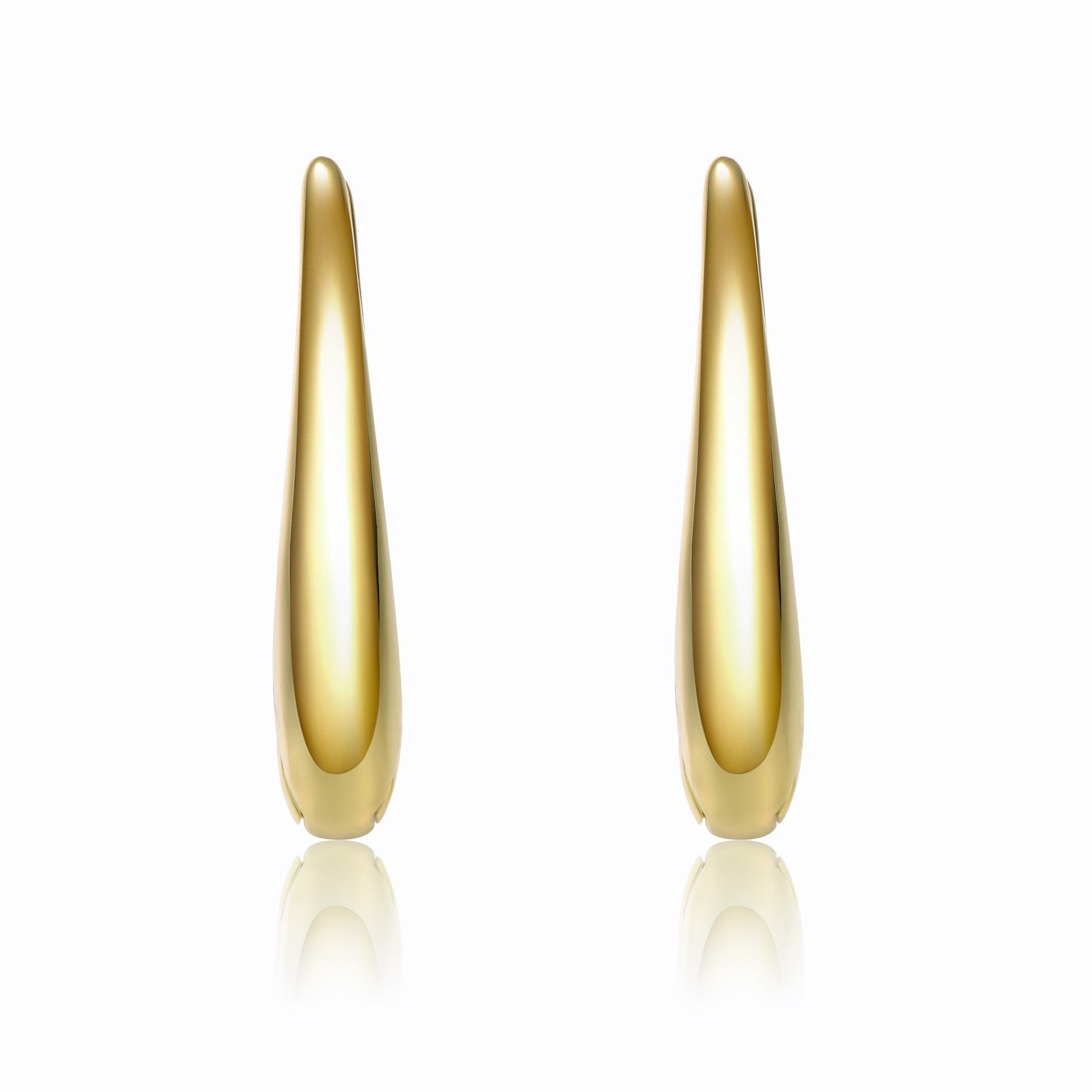 Rachel Glauber Yellow Gold Plated Oblong Oval Raindrop Hoop Earrings