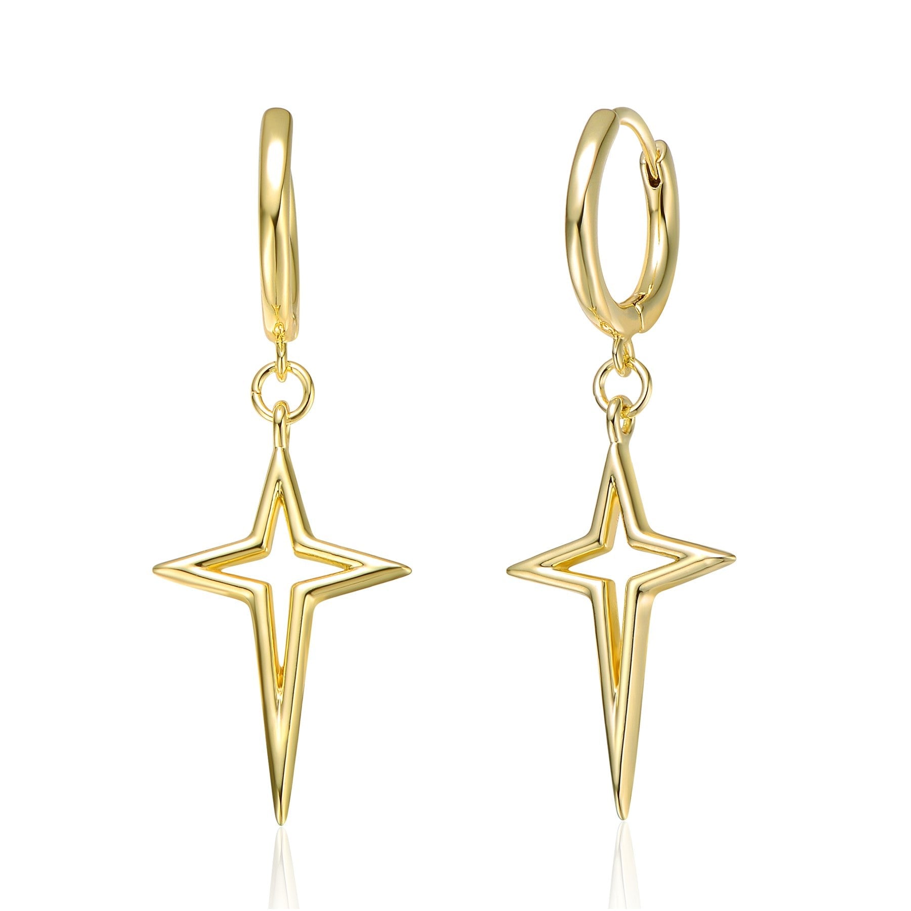 Rachel Glauber Yellow Gold Plated Star Dangle Earrings