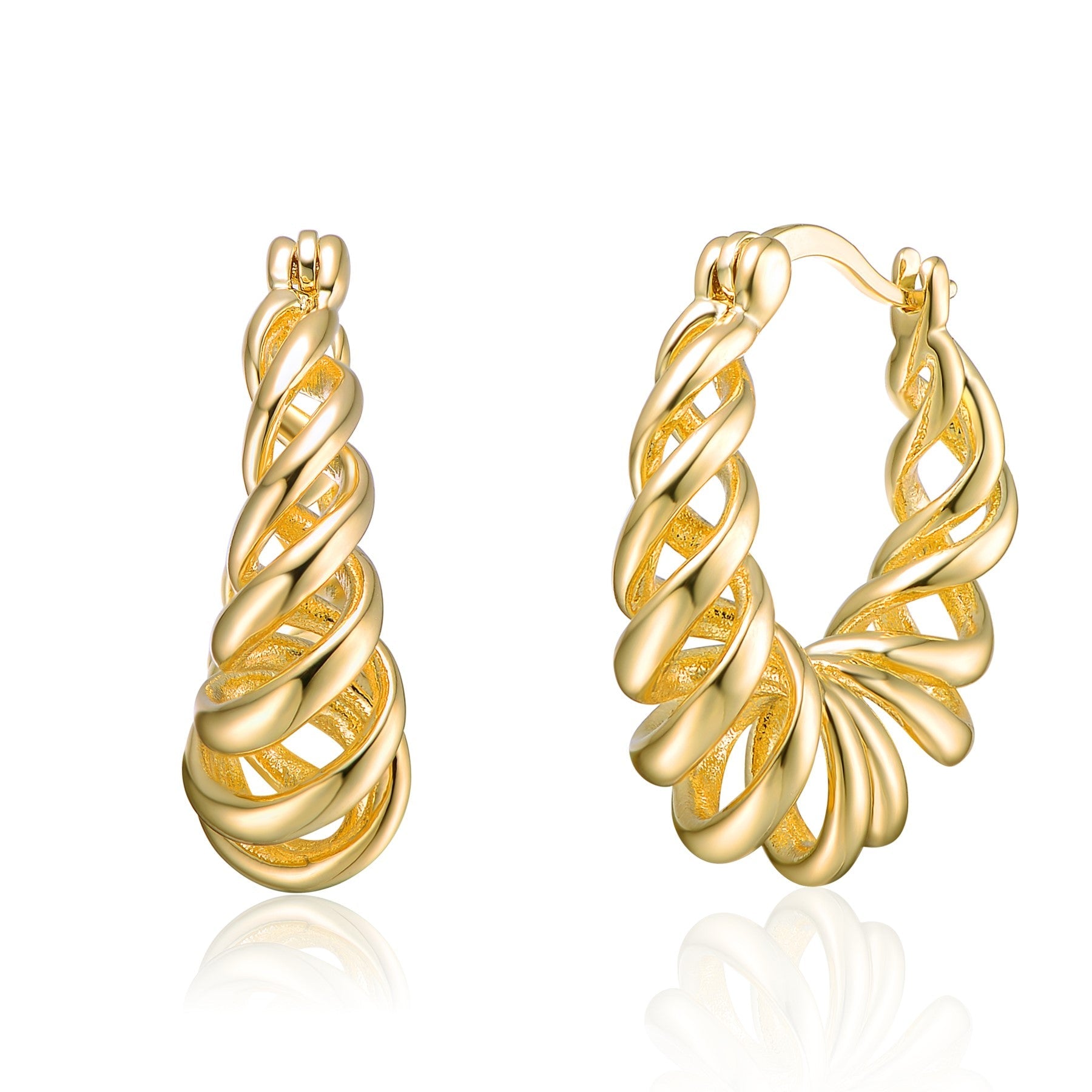 Rachel Glauber Yellow Gold Plated Twisted Halo Hoop Earrings