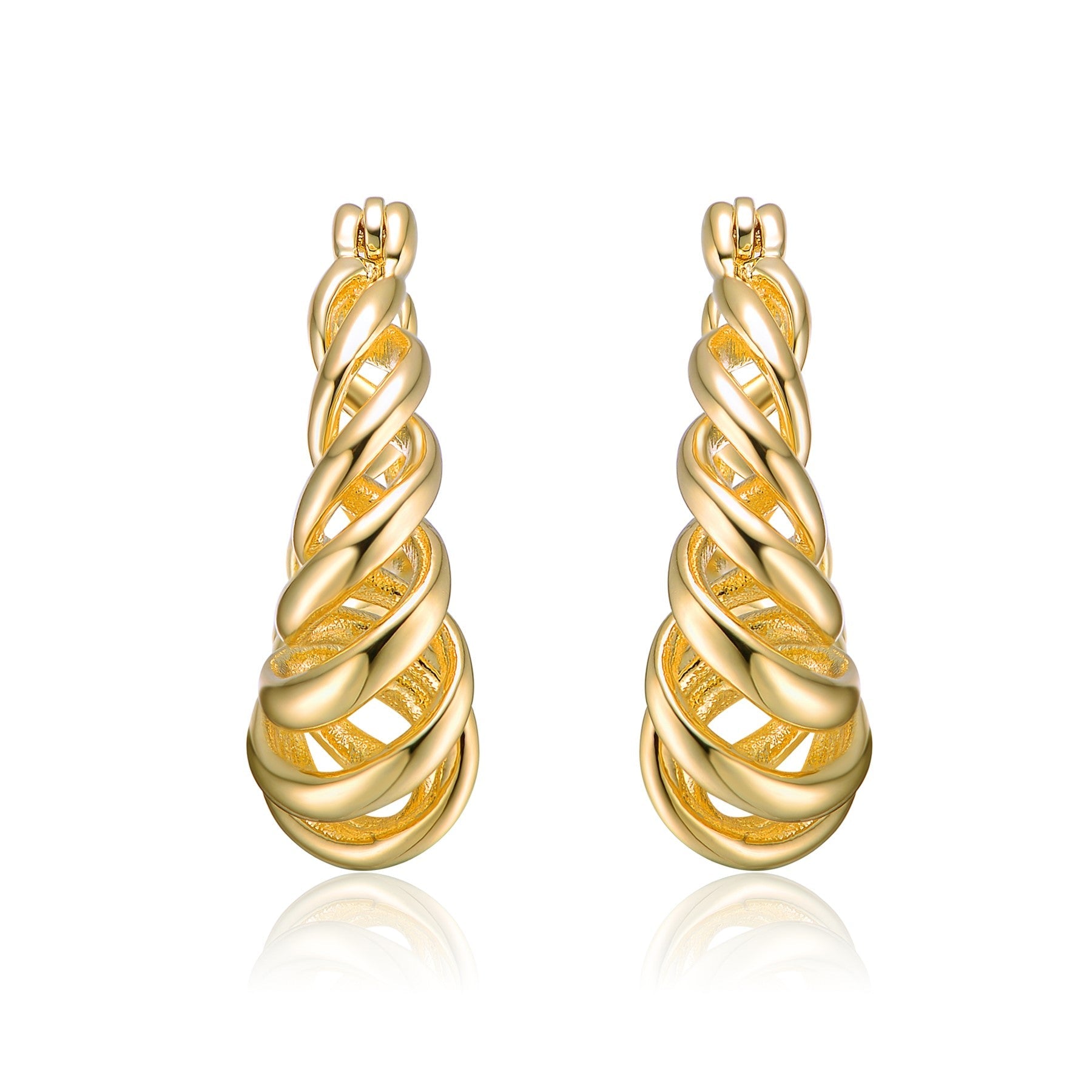 Rachel Glauber Yellow Gold Plated Twisted Halo Hoop Earrings