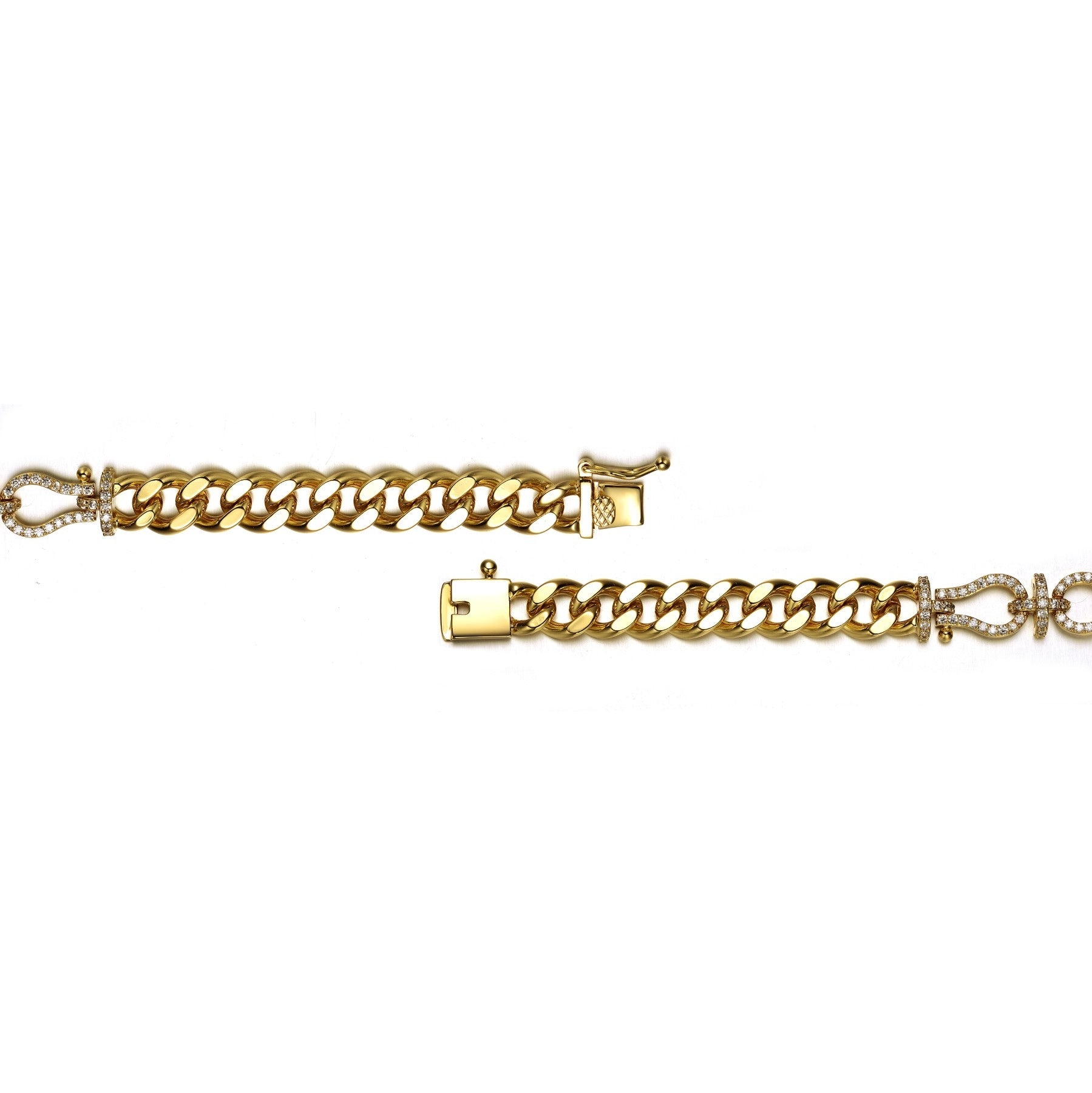 Rachel Glauber Yellow Gold Plated With Cubic Zirconia Love Knot Miami Cuban-Curb Chain Bracelet