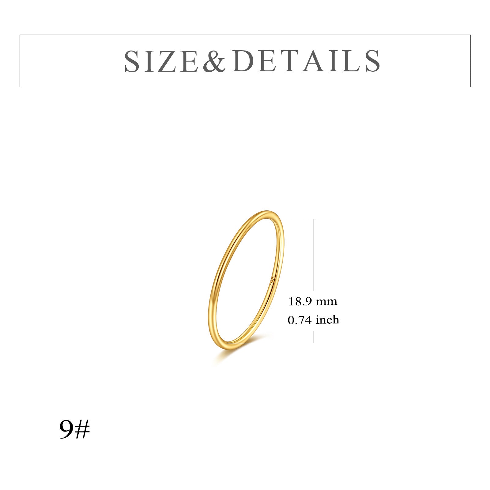 14K Gold Stackable Thin Gold Ring Plain Band Ring For Women