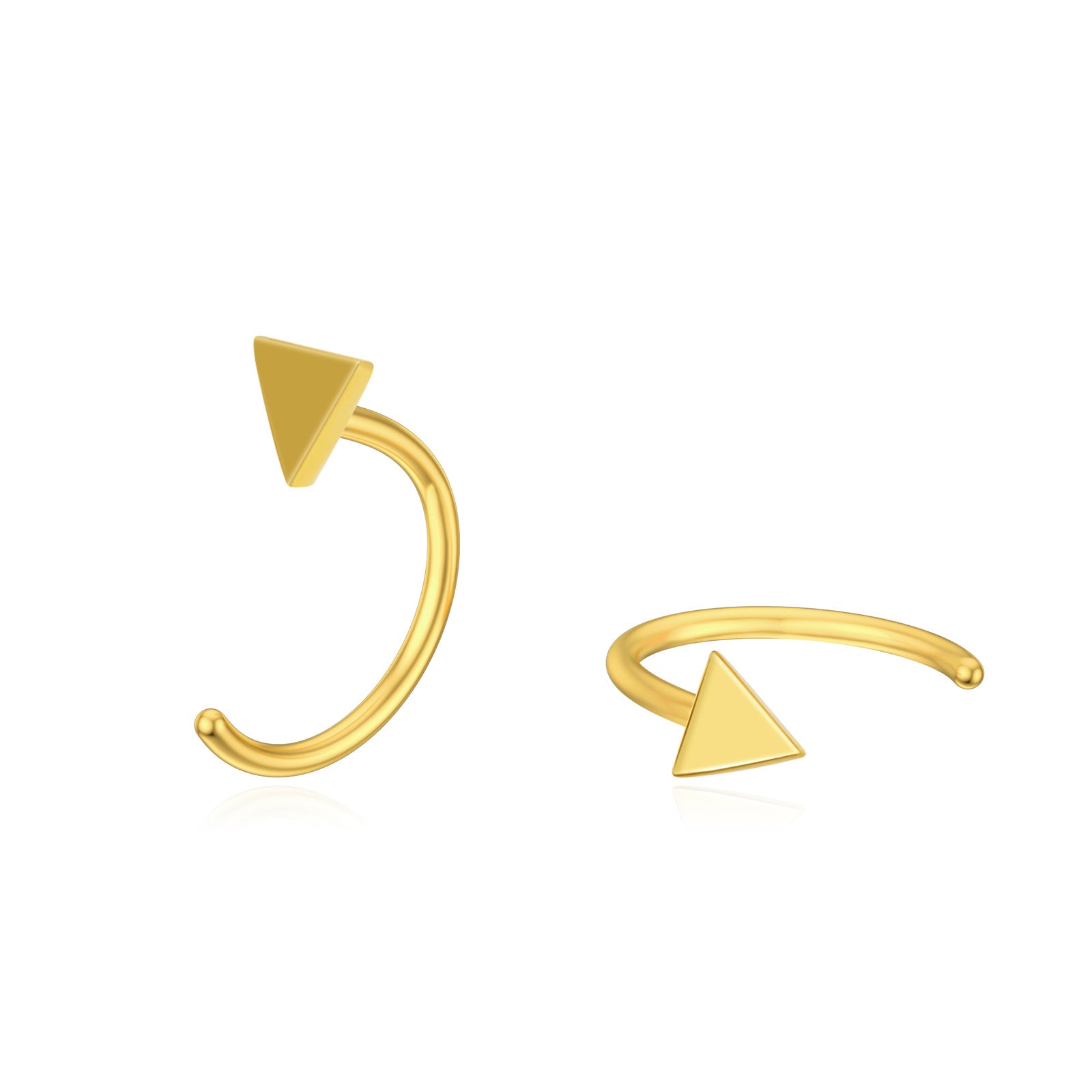 14K Yellow Gold Triangle Half Hoop Earrings Jewelry Gifts ideal for Women