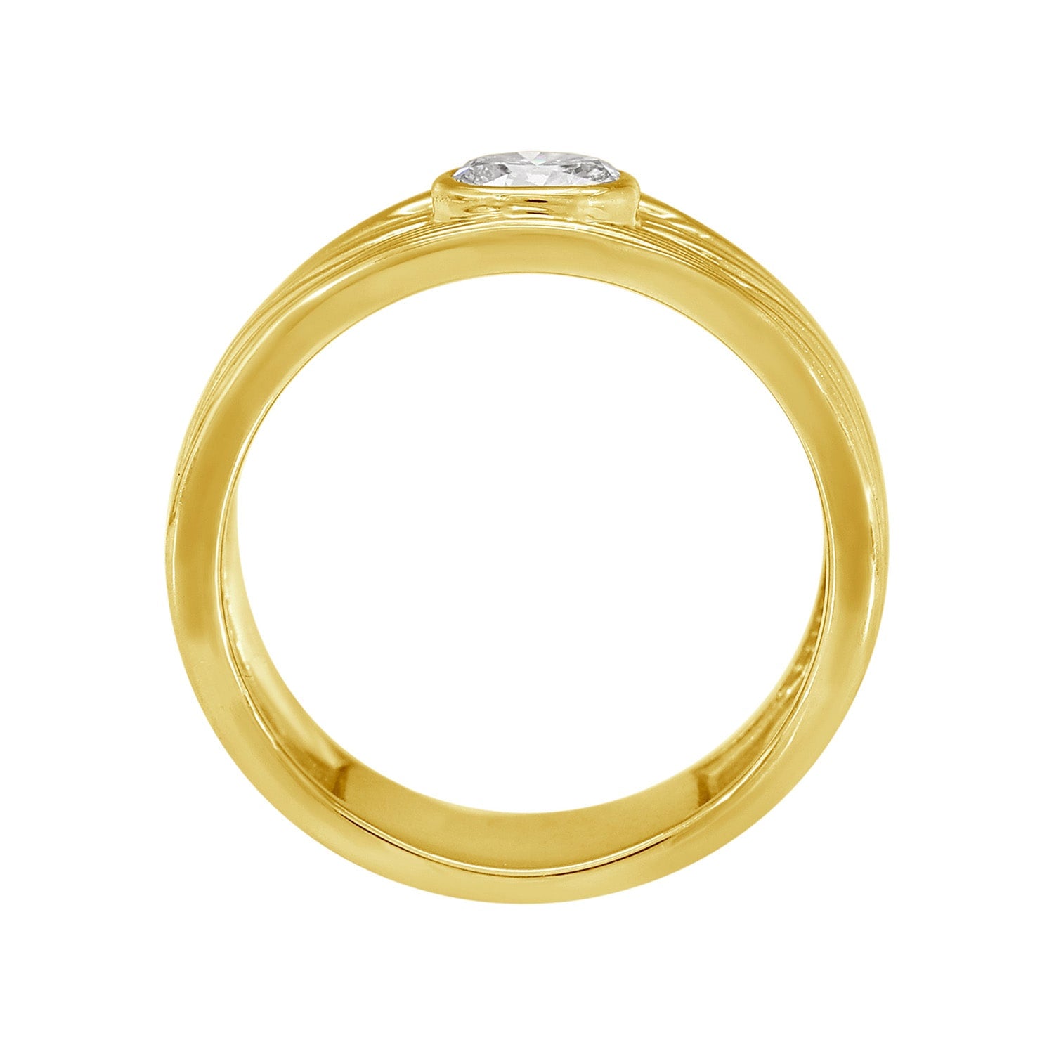 Natural Diamond One Of A Kind Handtextured Band Ring In 14K Yellow Gold