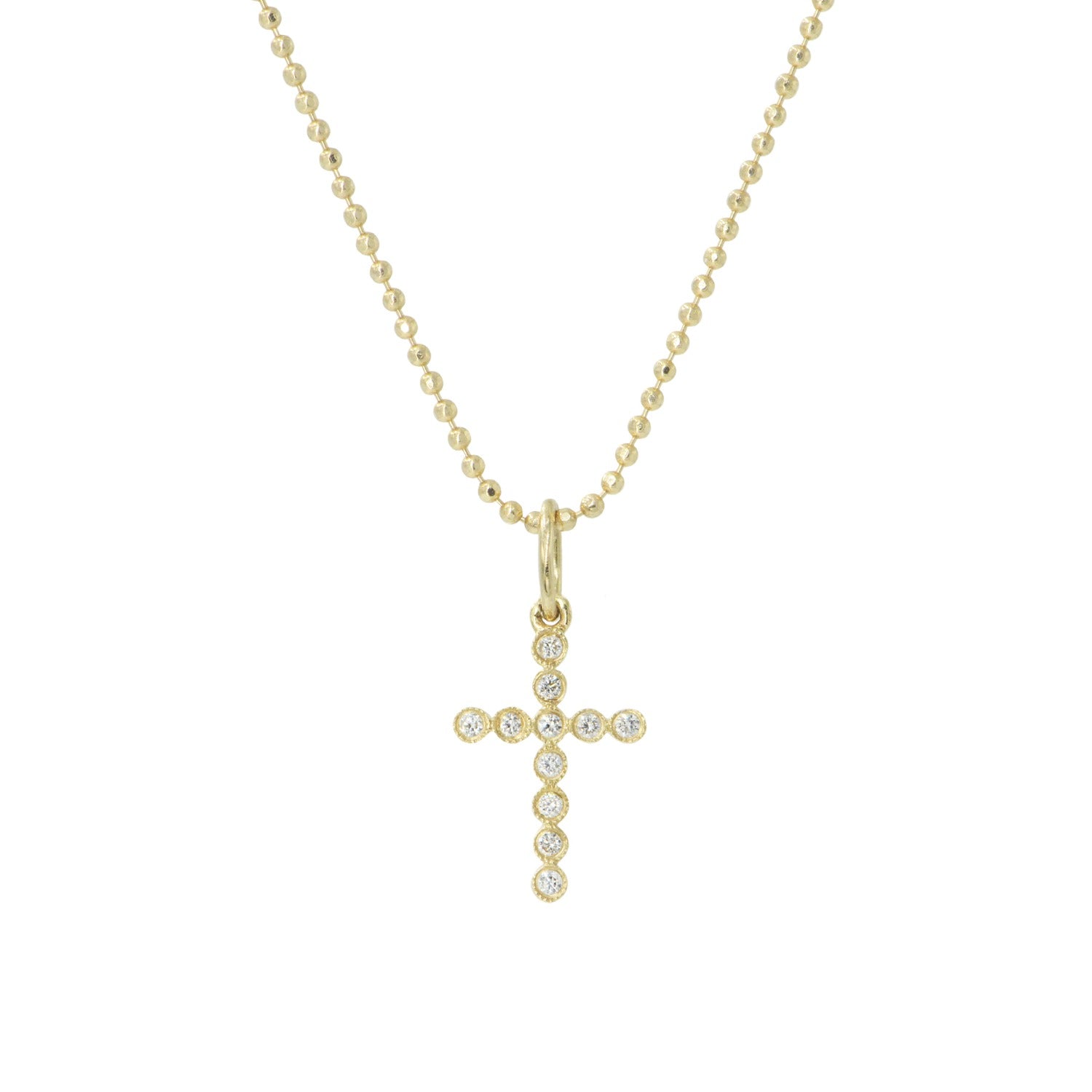 14k Diamond Cross Necklace Mini -  - Aureus Boutique