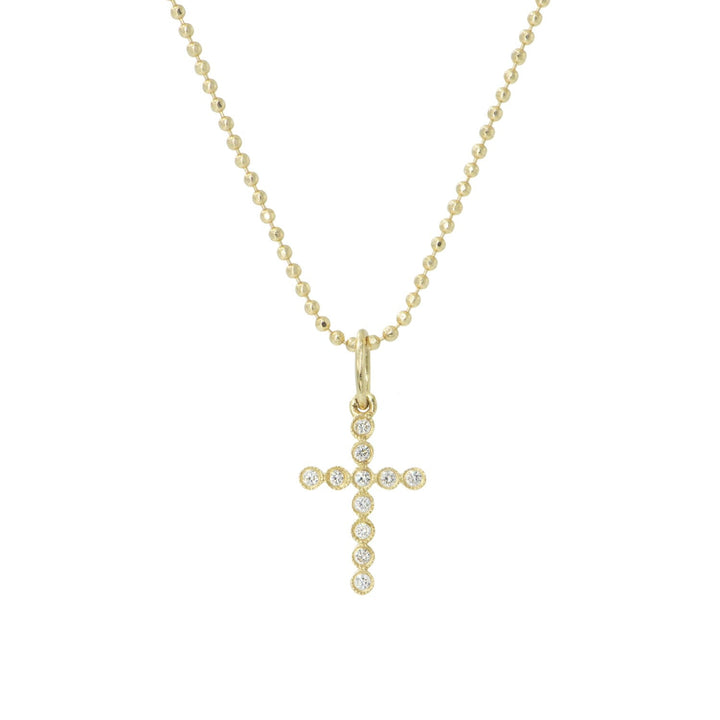 14k Diamond Cross Necklace Mini -  - Aureus Boutique