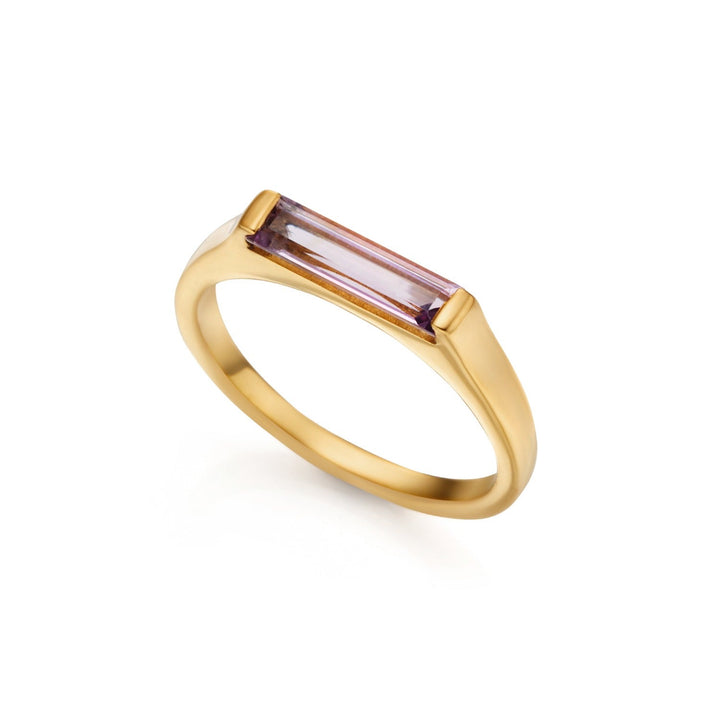 14k Gold Plated Slim Stacking Ring Citrine -  - Aureus Boutique