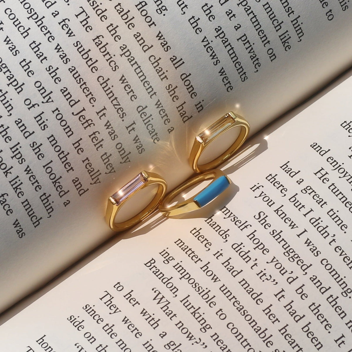 14k Gold Plated Slim Stacking Ring Citrine -  - Aureus Boutique