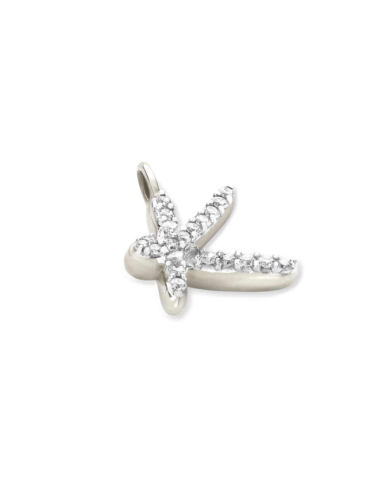 14k White Gold Letter K Charm in White Diamond -  - Aureus Boutique