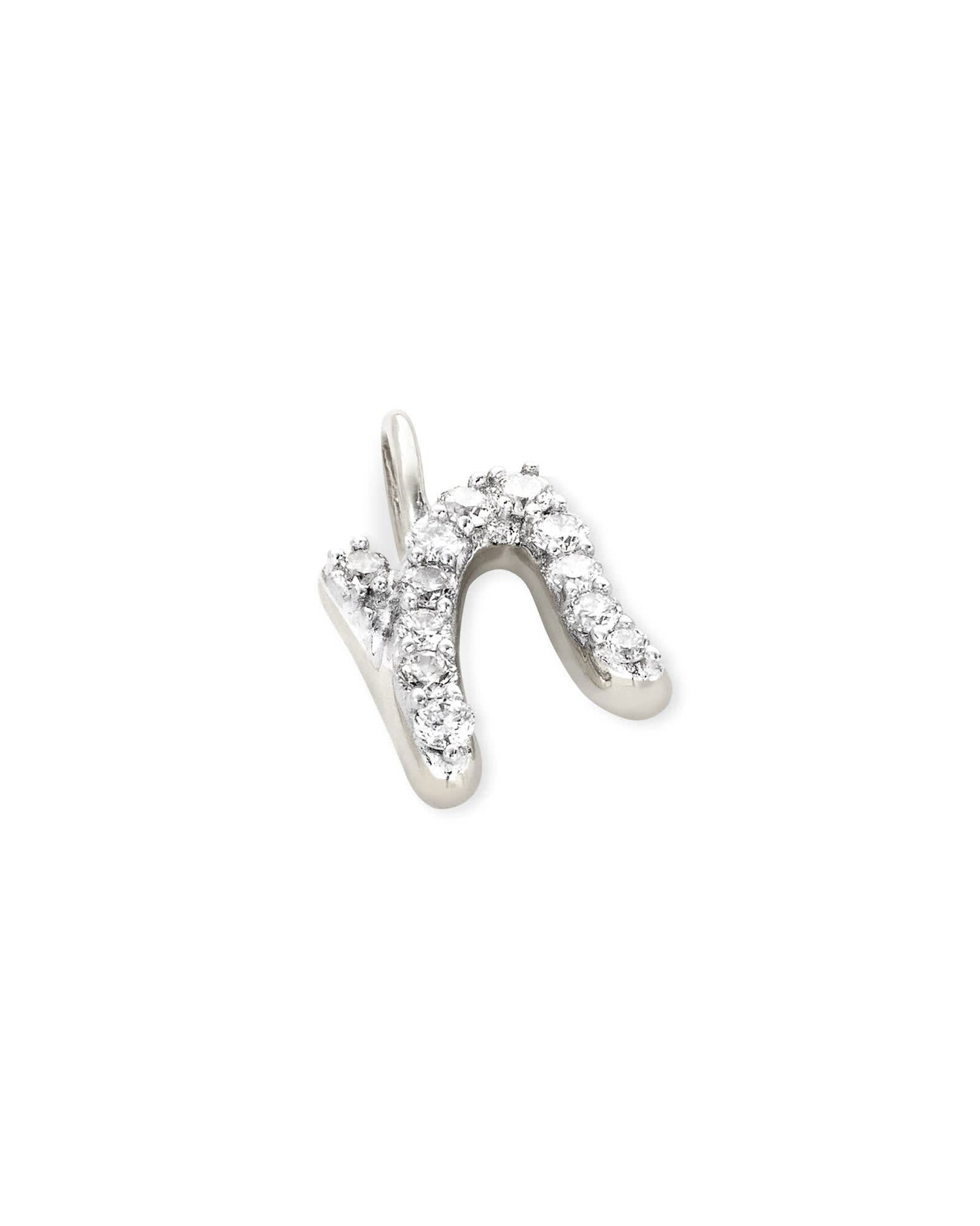 14k White Gold Letter N Charm in White Diamond -  - Aureus Boutique