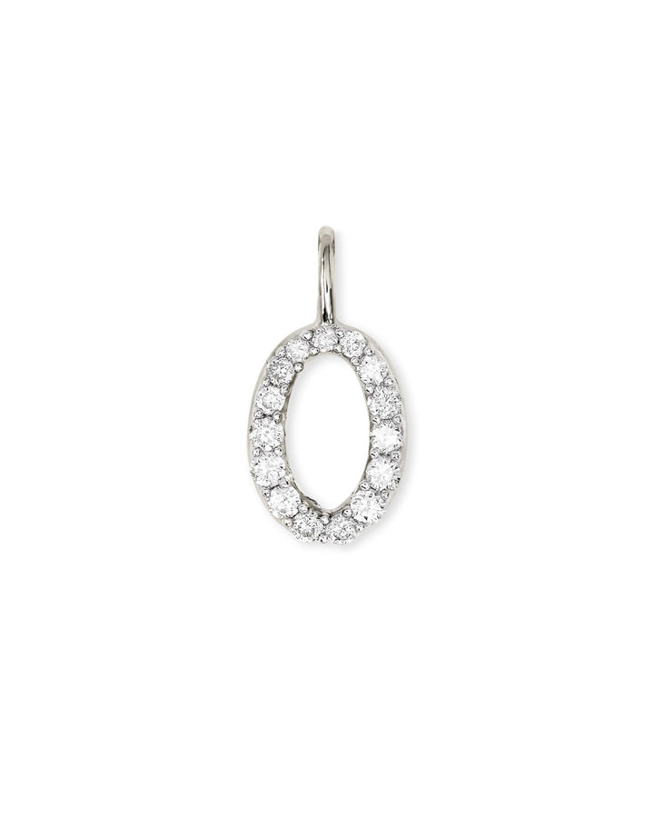 14k White Gold Letter O Charm in White Diamond -  - Aureus Boutique