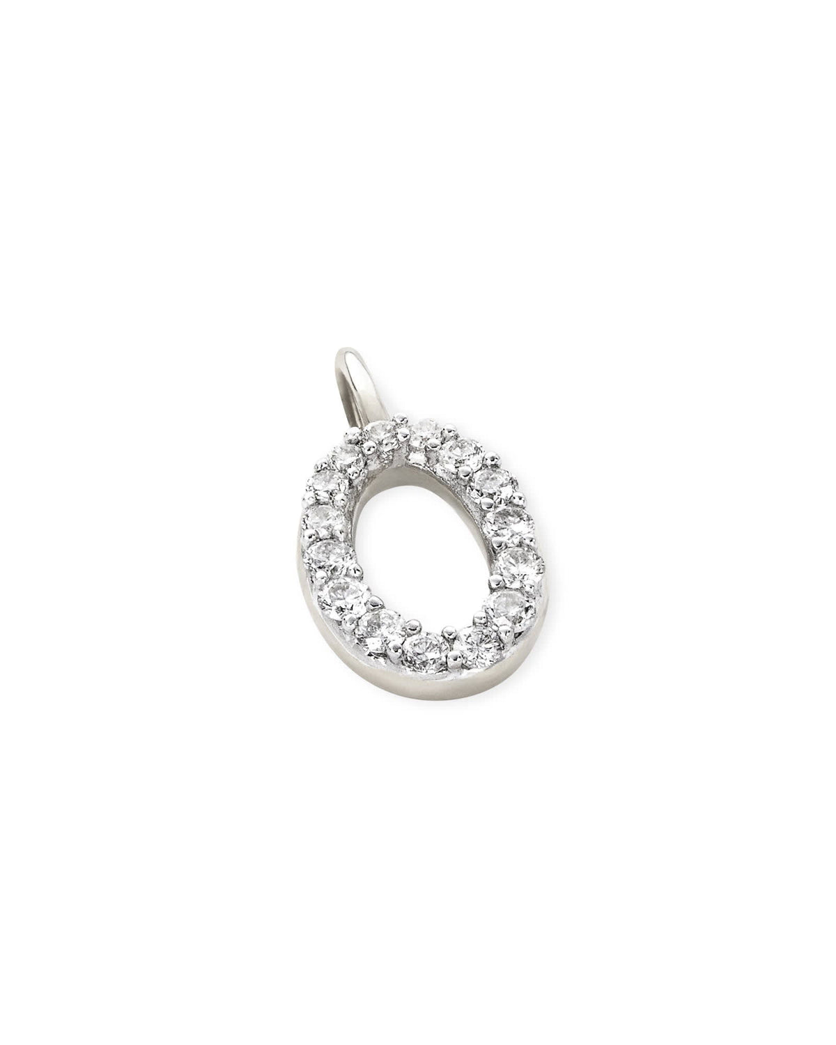 14k White Gold Letter O Charm in White Diamond -  - Aureus Boutique