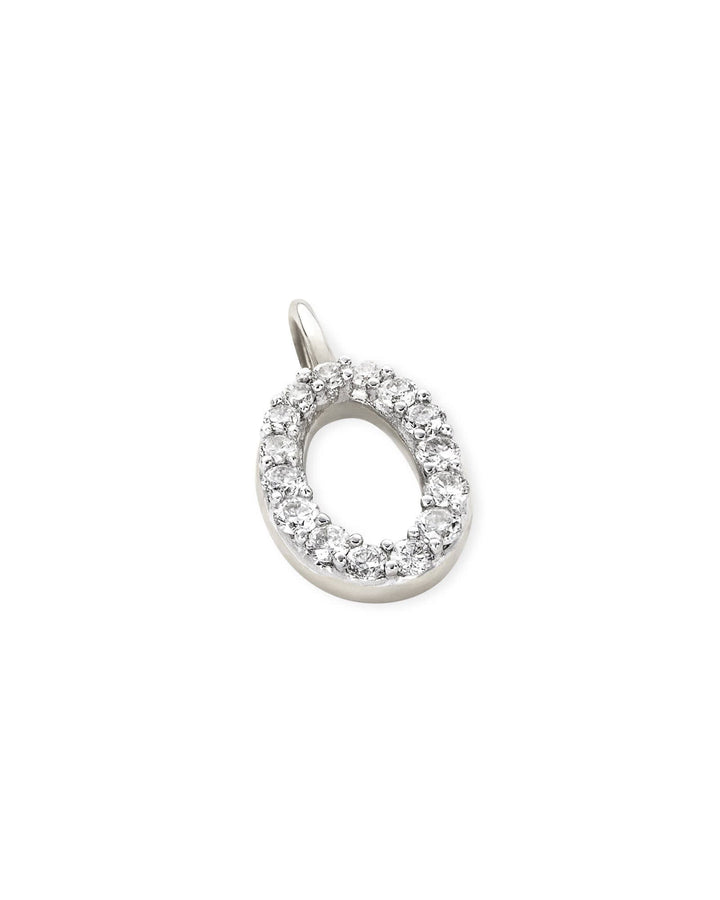 14k White Gold Letter O Charm in White Diamond -  - Aureus Boutique
