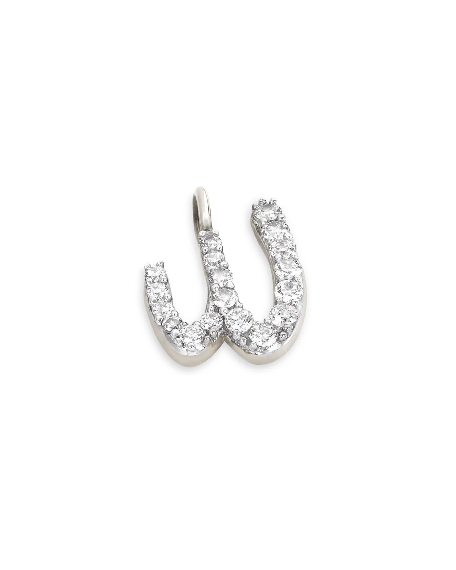 14k White Gold Letter W Charm in White Diamond -  - Aureus Boutique
