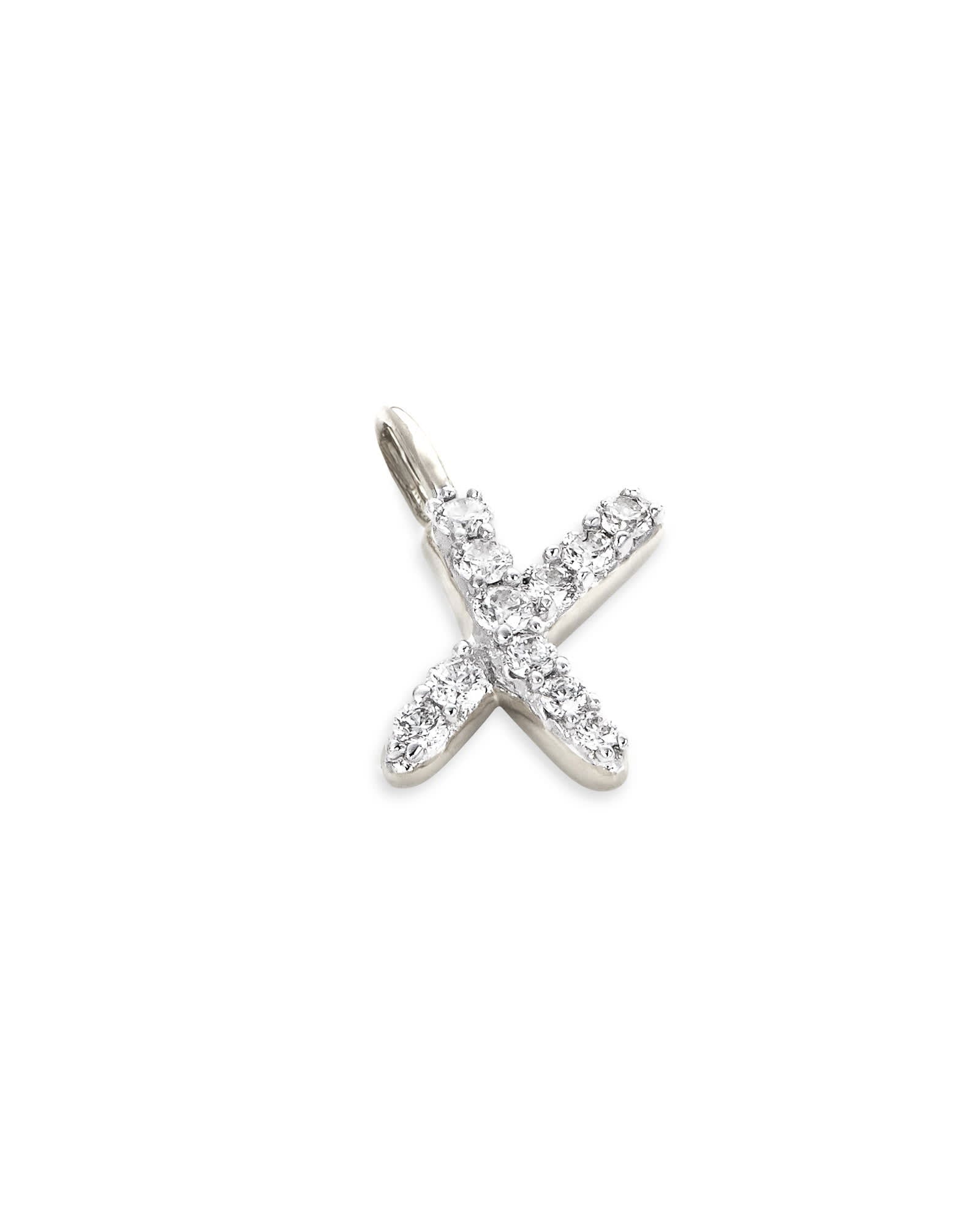 14k White Gold Letter X Charm in White Diamond -  - Aureus Boutique