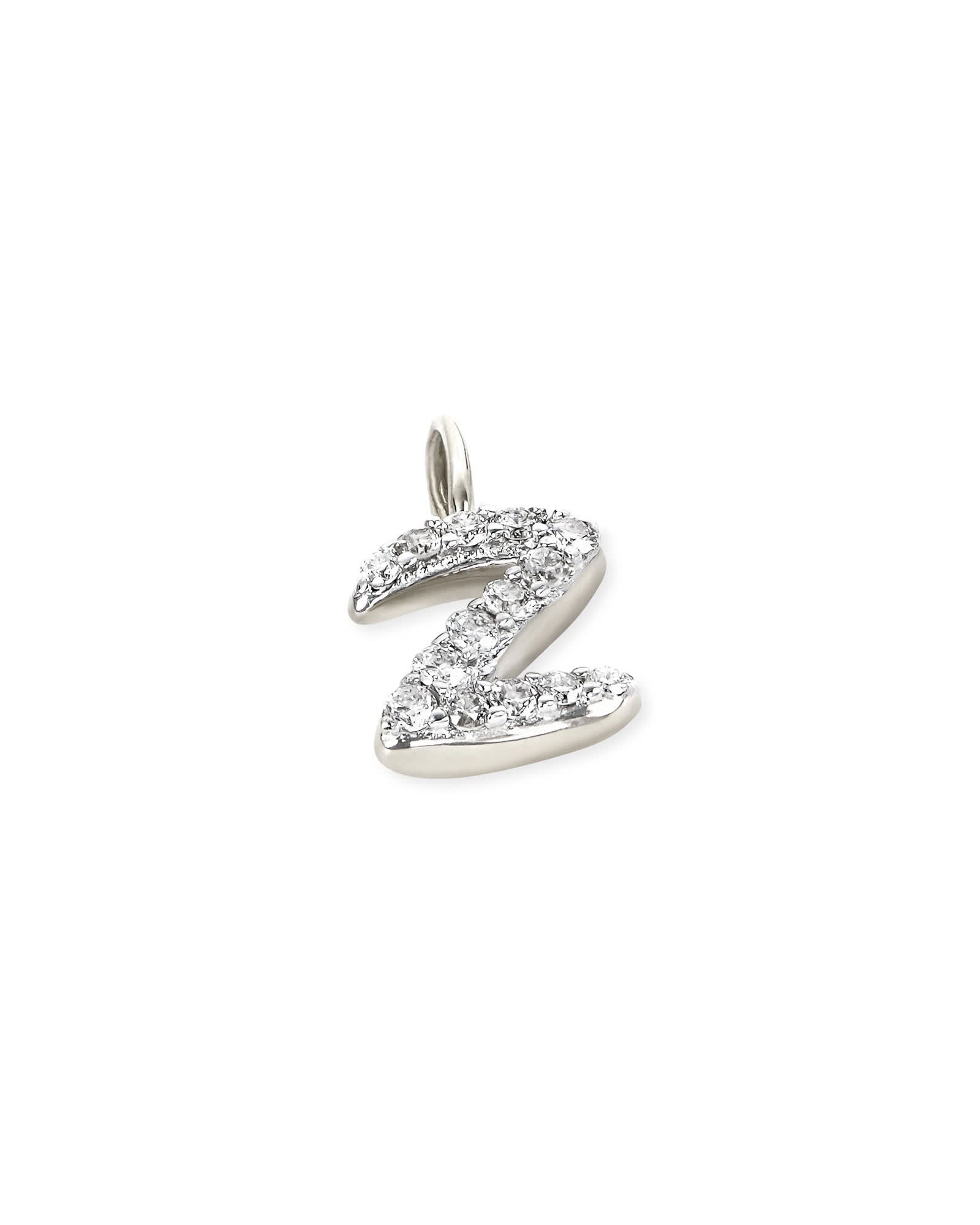 14k White Gold Letter Z Charm in White Diamond -  - Aureus Boutique