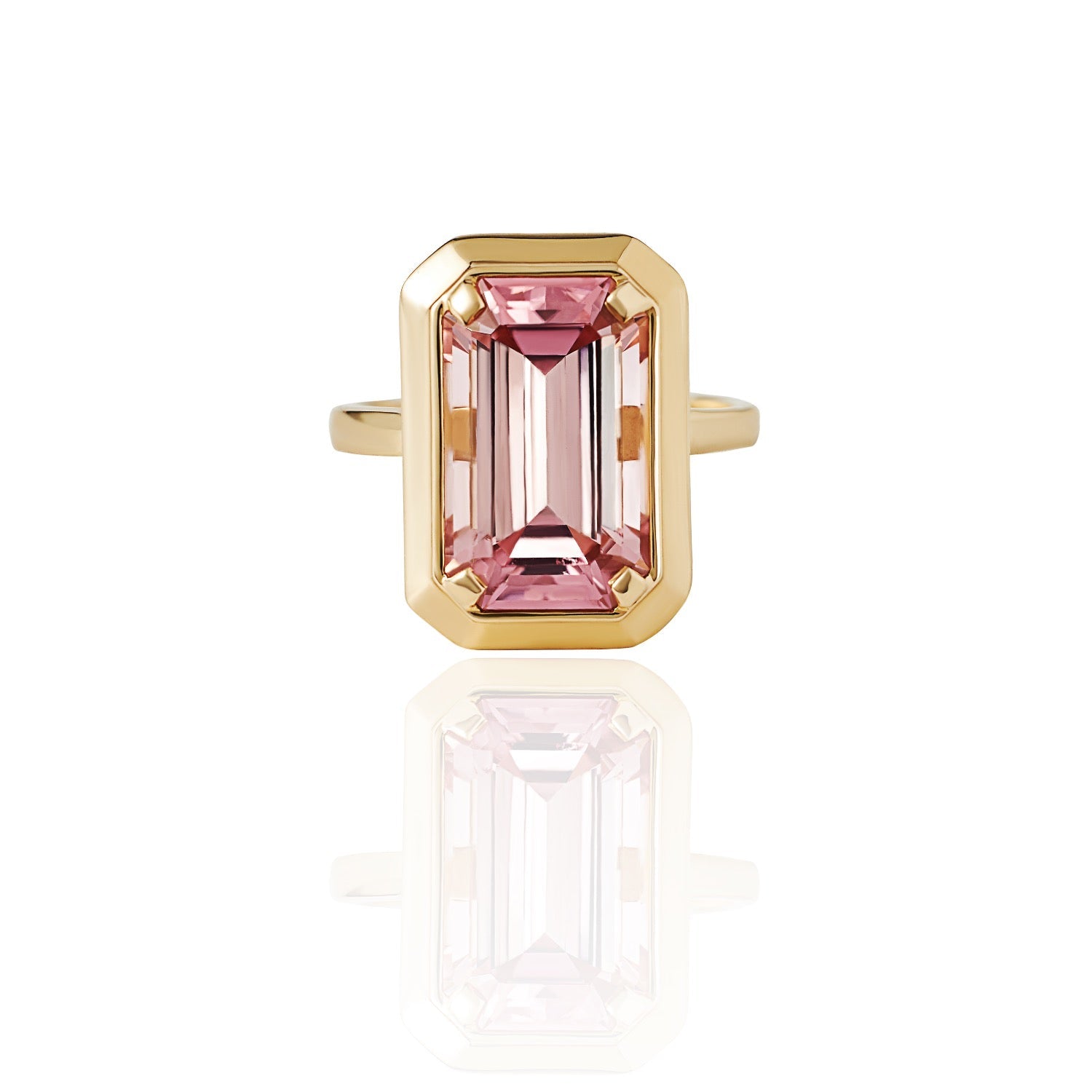 14k Yellow Gold And Pink Tourmaline Pinky Ring -  - Aureus Boutique