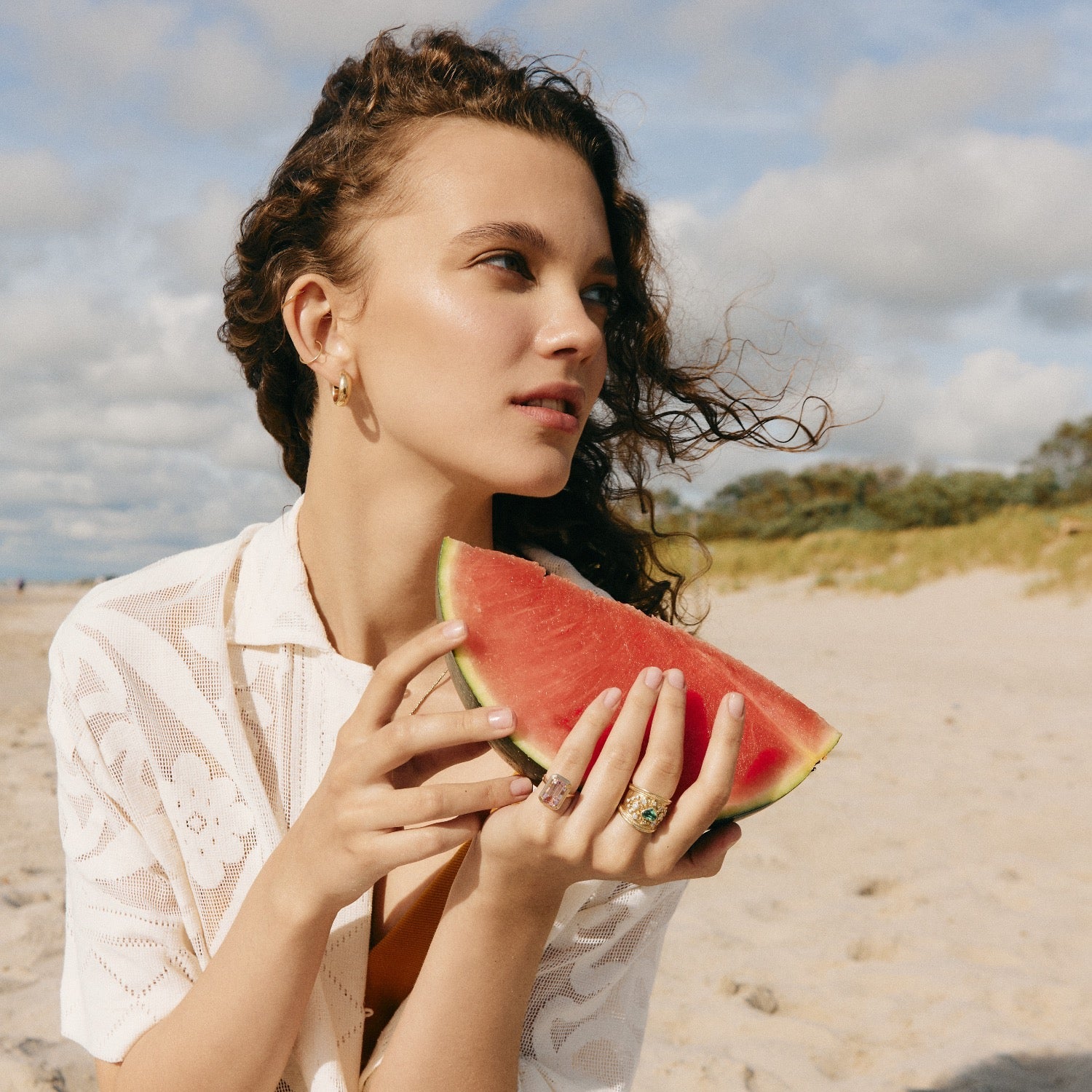 14k Yellow Gold And Pink Tourmaline Pinky Ring -  - Aureus Boutique