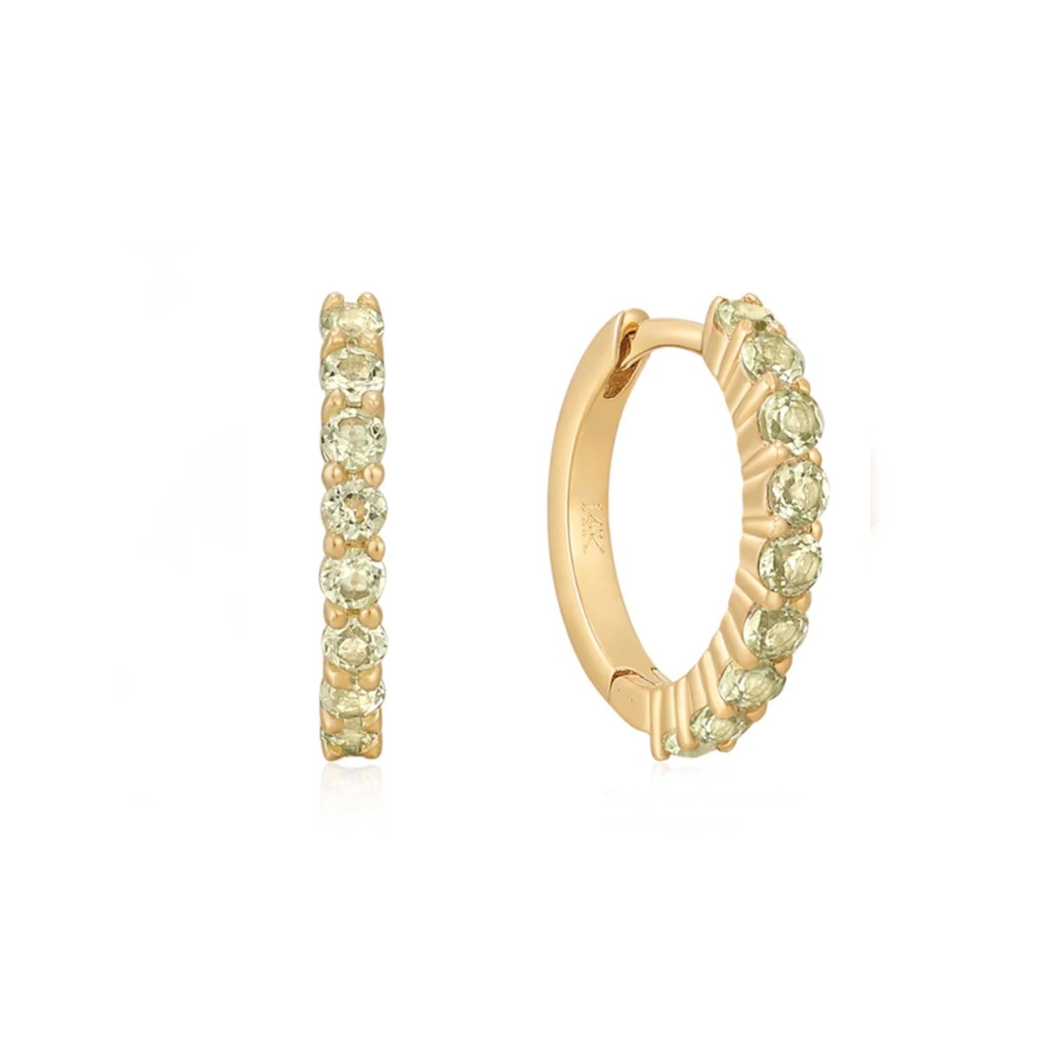 14Kt Gold Peridot Savant Hoops