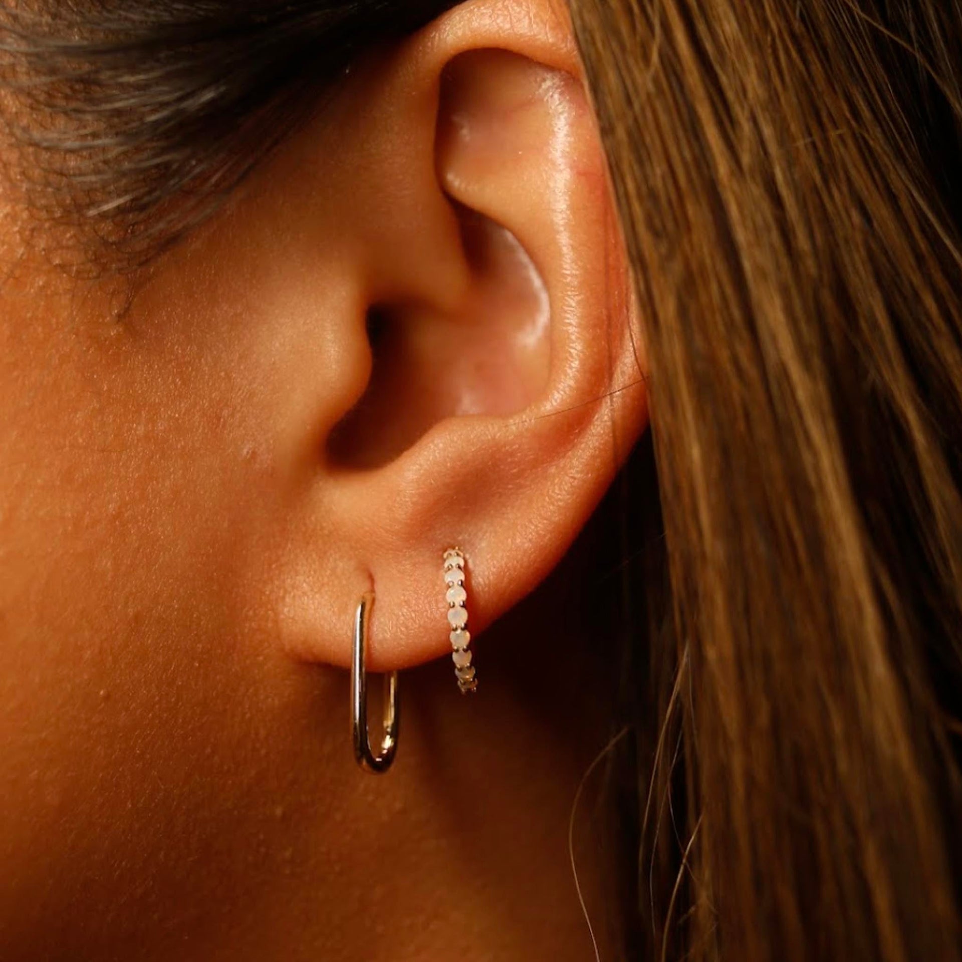 Solid Gold Opal Mini Huggies