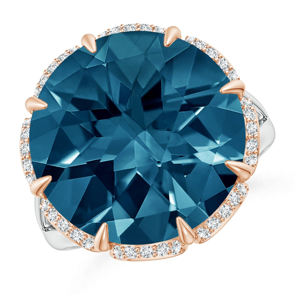 Round London Blue Topaz Floral Cocktail Ring