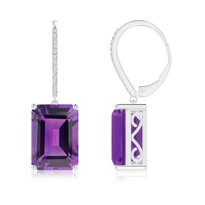 Emerald-Cut Amethyst Cocktail Earrings with Diamonds