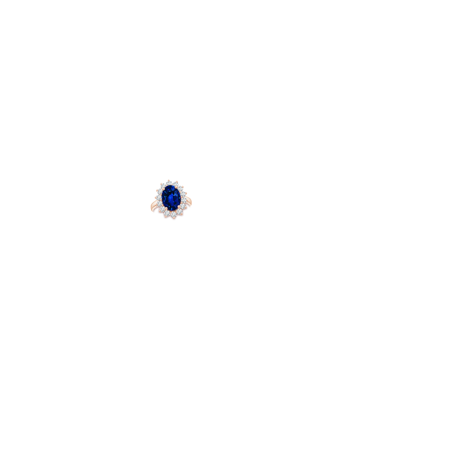 Lab-Grown Princess Diana Inspired Blue Sapphire Ring with Lab Diamond Halo