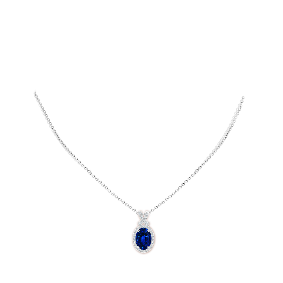 Lab-Grown Vintage Style Sapphire Pendant with Lab Diamond Halo
