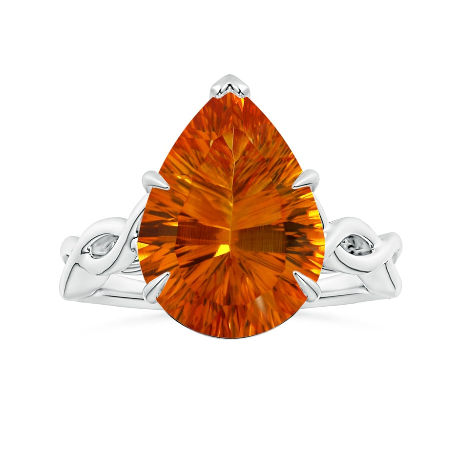 Claw-Set GIA Certified Solitaire Pear-Shaped Citrine Twisted Shank Ring