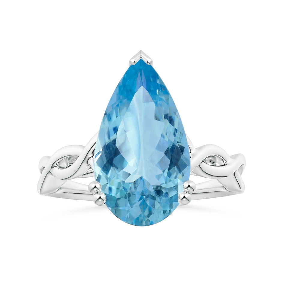 Double Prong-Set GIA Certified Solitaire Pear-Shaped Aquamarine Twisted Shank Ring