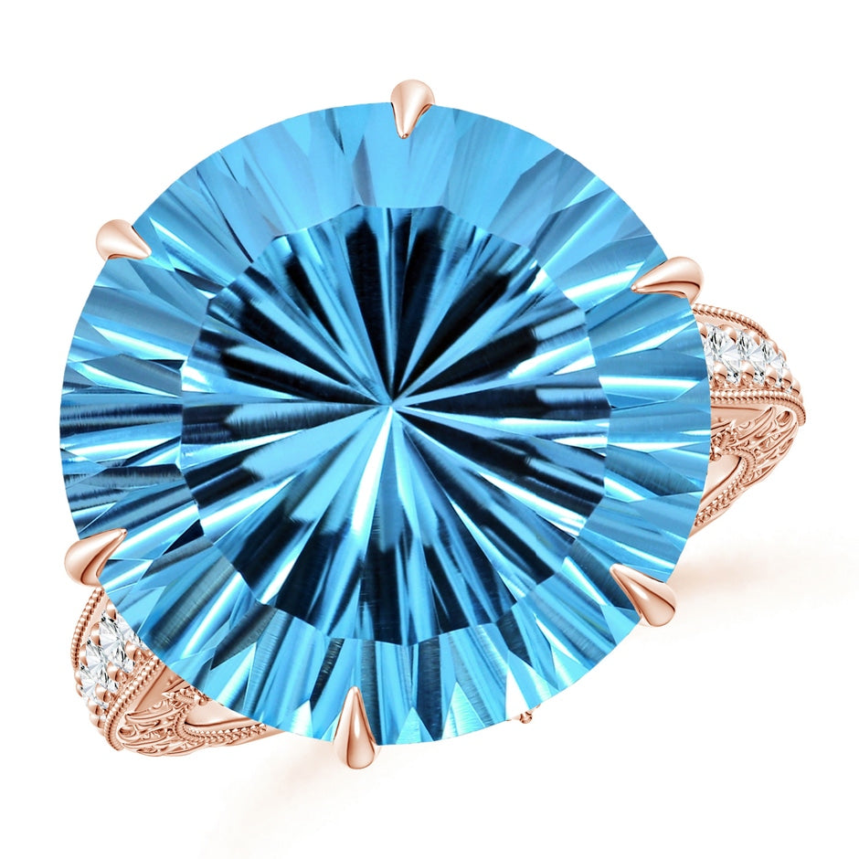 GIA Certified Round Sky Blue Topaz Ring with Diamond Accents