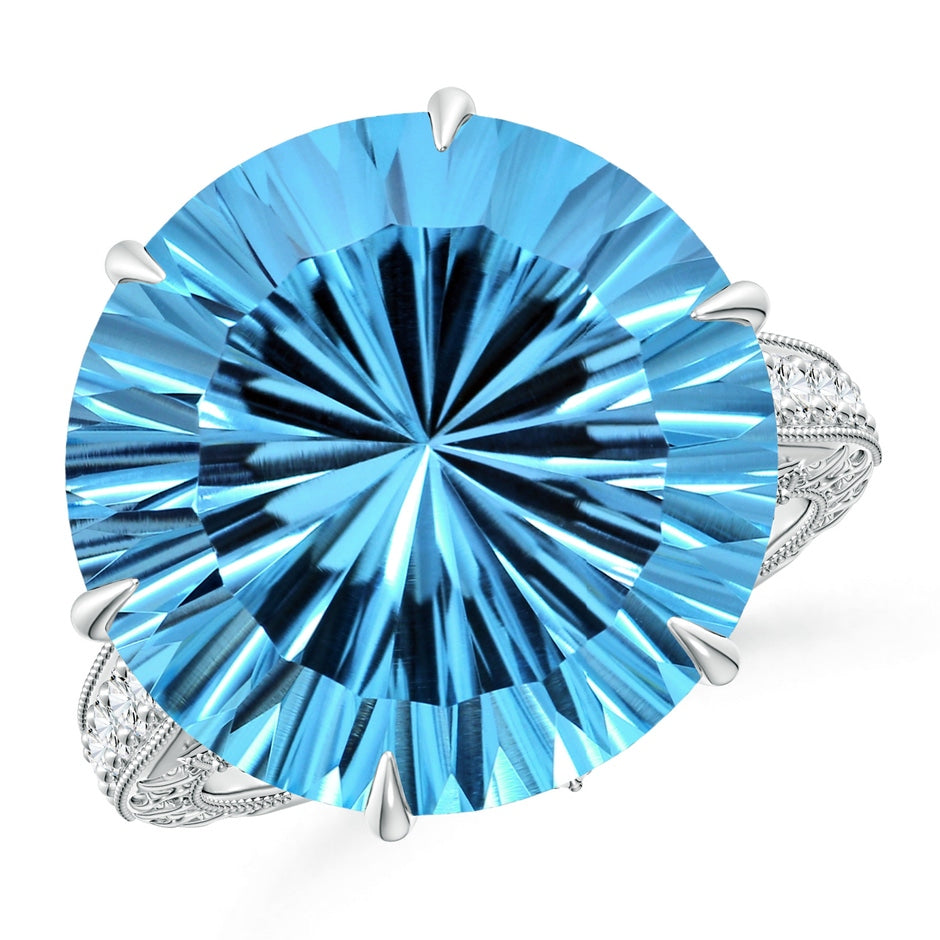 GIA Certified Round Sky Blue Topaz Ring with Diamond Accents